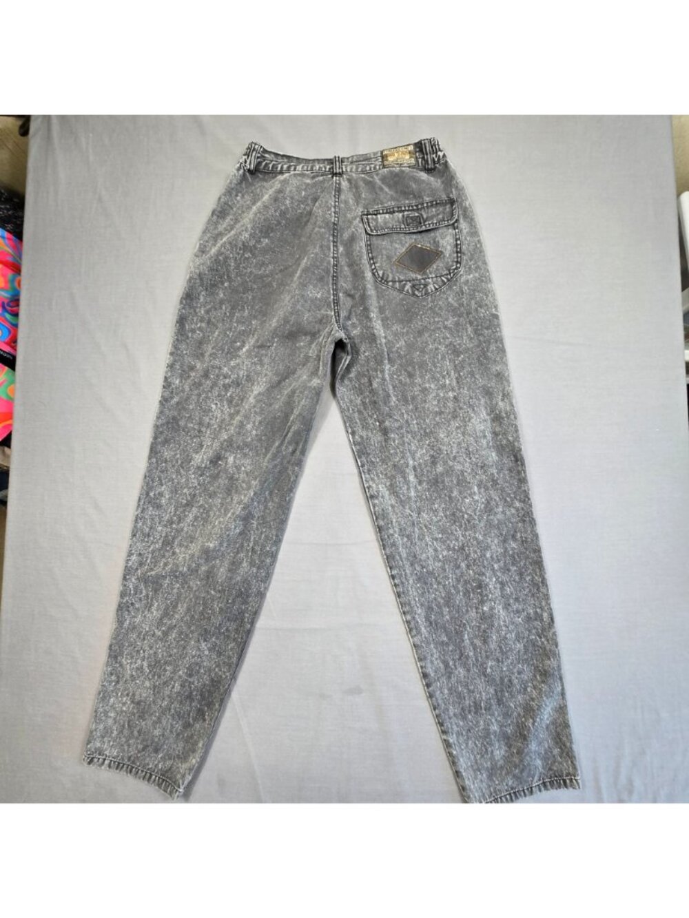 Vintage 80s Gitano Mens 31 Cargo Acid Wash Gray Cargo Denim Tapered Leg Pants - Picture 4 of 6
